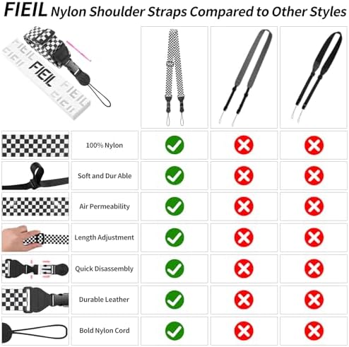 FIEIL Nylon iPad Strap, Adjustable Camera Neck Strap, Comfortable Shoulder Strap for iPad, Cellphone Tablet, Camera, Laptop, Binocular, Luggage Bag (Black and White Checkered Universal Neck Lanyard) - Image 5