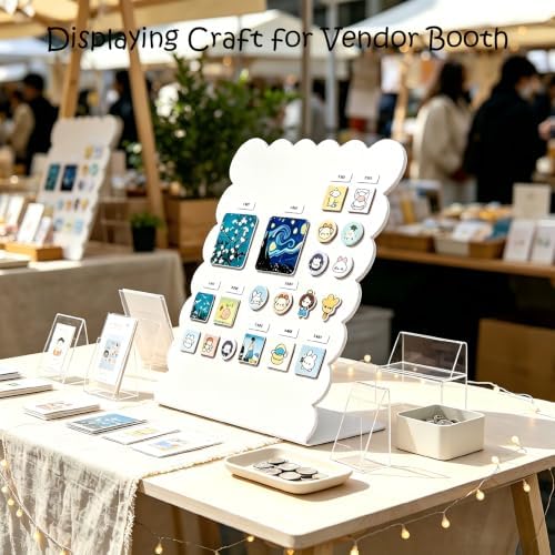 2 Pack Metal White Scalloped Magnet Display Board, 13" × 10" Anti-Slip Magnetic Bulletin Board Tabletop Memo Craft Photo Stand Small Business Supplies for Home Office Vendor Booth Events Classroom - Image 6