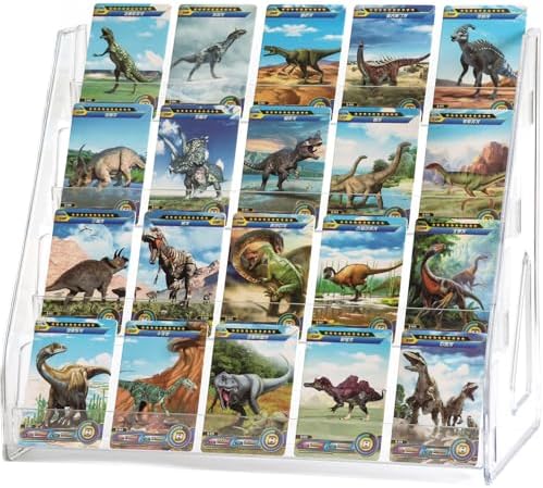 4 Tier Card Stand, 2Pack Clear Card Display for Greeting Cards, Postcards, Stickers,Sports Cards,Trading Card,Tiered display rack,Retail Photos Shelf for Vendors Craft Collection Show (2Pack-4Tier) - Image 7