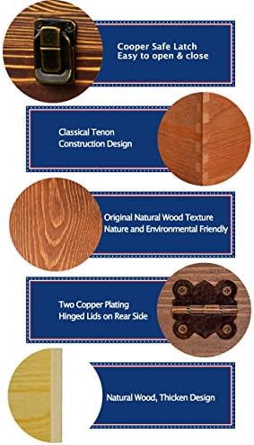 Wood Boxes Wooden Storage Box Treasure Chest Memory Hobby Preservation Rustic Decorative Archival Organizer with Latch Lock for Jewelry Keepsake Gadget Trinkets Letter Cash Tea Photo 2 Pack - Image 2