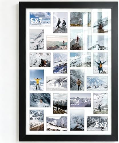 DUENPY 26x38.1 24 Opening Collage Frame For 24 5x7 Photos Black by DUENPY