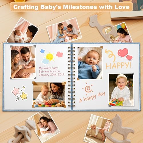 8 x 8 Inch Scrapbook Photo Album Linen Cover Hardcover Kraft Memory Book - Image 4