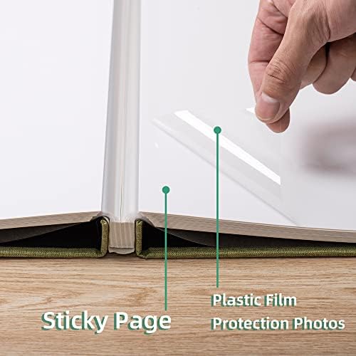 Large Photo Album Self Adhesive Scrapbook Album for 4×6 5×7 8×10 Pictures DIY Magnetic Linen Cover Album 60 Pages for Family Wedding Gifts with Metal Pen and Plastic Board - Image 5