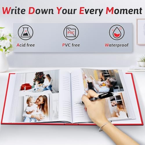 Popotop Photo Album 4x6 200 Photos with Writing Space, Leather Cover Album with Display Picture Window, Photo Book for Wedding Family Baby Gift - Image 3
