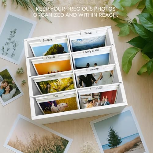 Photo Storage Box 4x6, Large Capacity Photo Boxes Storage with Dividers, Cardboard Photo Organizer and Storage Box with Lid - Image 5