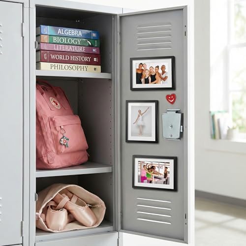Americanflat 5x7 Magnetic Picture Frames for Refrigirator - Set of 3 - Acrylic Panels with Back Magnet - Use as 4x6 Frame with Mat or 5x7 Photo Without Mat - Magnetic Frames for Locker Decor - Black - Image 3