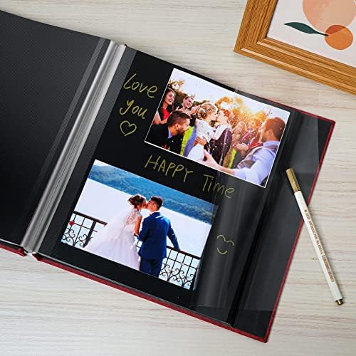 Spbapr Large Photo Album Self Adhesive Linen Cover Magnetic Scrapbook Album DIY Scrap Book 60 Black Sticky Pages for 3x5 4x6 5x7 8x10 Pictures with A Metal Pen - Image 4
