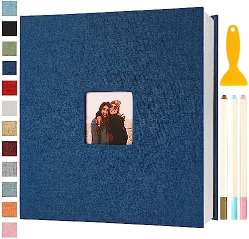 Photo Album Self Adhesive Pages Scrapbook 13.2x12.8 Blue 120 Pages by Semfalbuums