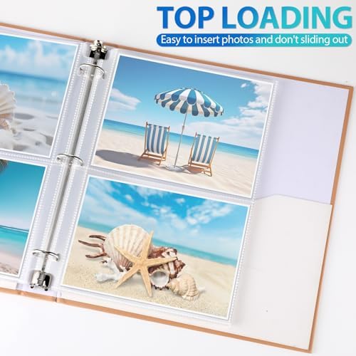 Feifeiya Feifeiya 150 Pack 5 x 7 Photo Sleeves for 3 Ring Binder(for 600 Pictures) archival Photo Page Protectors Holds Clear Plastic Refill Pages Plastic Album Refill Pages - Image 6