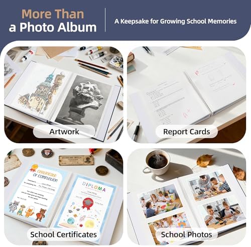 Large School Photo Album, 12 x 12 In, 40 Self-Adhesive Pages, Gray Blue - Image 6