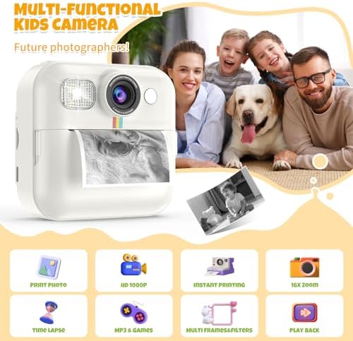 Kids Camera Instant Print, Toddler Travel Selfie Video Camera Toy for Girls - Image 2