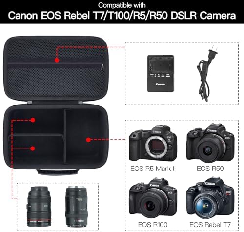 Hard Case for Canon EOS Rebel T7/T100/R50/R100 DSLR Camera with Lens - Image 4