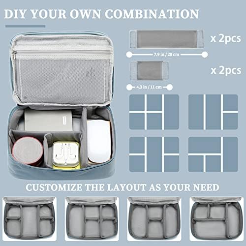 Lanola Custom Personalized Travel Cable Organizer Bag, Electronic Accessories Case Portable Double Layer Cable Storage Bag with DIY Dividers & Custom Photo Text - Light blue - Image 7