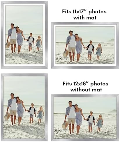 Americanflat 12x18 Poster Frame 2-Pack - Matted to 11x17 - Silver - Image 4