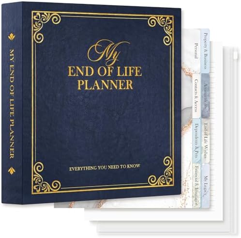 Lanpn End of Life Binder Organizer Death Planner 8.5"x11", Final Wishes & Estate Document Folder with 8 Dividers & 10 Letter Size Binder Pockets, When I Die Journal Before Death Life Plan Book, Blue by Lanpn