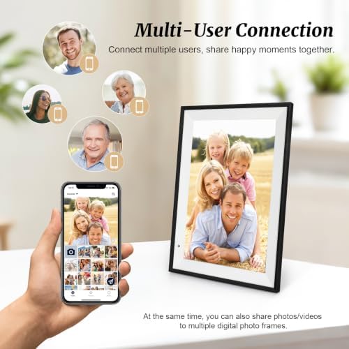 Digital Picture Frame 10.1 Inch Digital Photo Frame 32GB Storage, WiFi Picture Frame with1280x800 IPS Touch Screen, Auto-Rotate Photo Frame Share Your Photos and Videos via AiMOR App, Black - Image 6