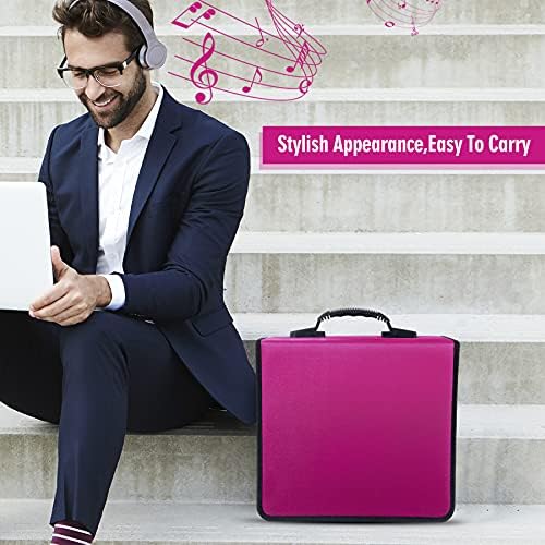 CD/DVD Portable Storage Binder with Handle, 400‑Capacity,(Rose) - Image 4
