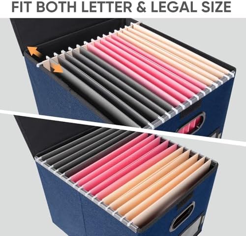 BALEINE File Organizer Box with Lid, Collapsible Hanging File Storage Box - Image 3