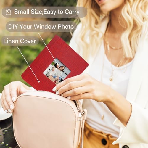 Artmag Mini Photo Album 4x6 50 Pockets 2 Pack, Linen Cover with Front Window Album Each Holds 52 Vertical Photos for Family Wedding Baby Children (Red) - Image 6
