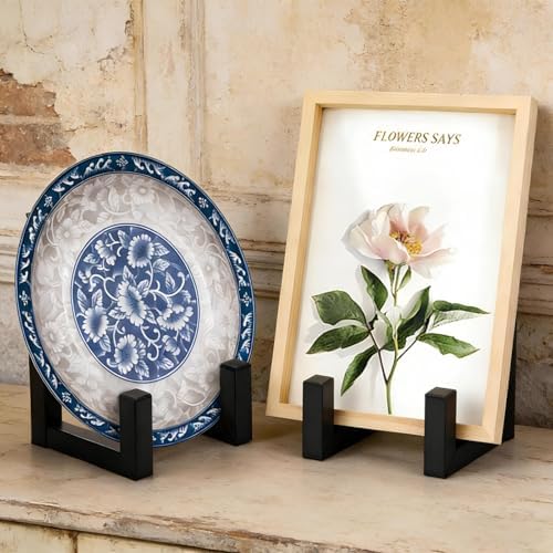 2 Pack Large Plate Stands, 8" Tall Picture Stands for Display, Industrial-Style Metal Wall Mount Photo Frame Holders, Heavy Duty Black Tabletop Easels for Pictures, Books, Platters, Artworks - Image 7