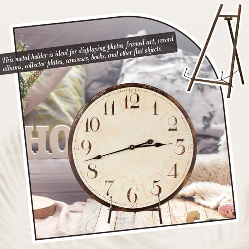 Leinuosen 1 Pcs Metal Easel Stand 16.5" H x 8.7" W x 4.3" D Table Top Easel Stand for Display Tripod Art Picture Mirror Modern Plate Holder for Display Book Photo Wedding Sign (Brown) - Image 3