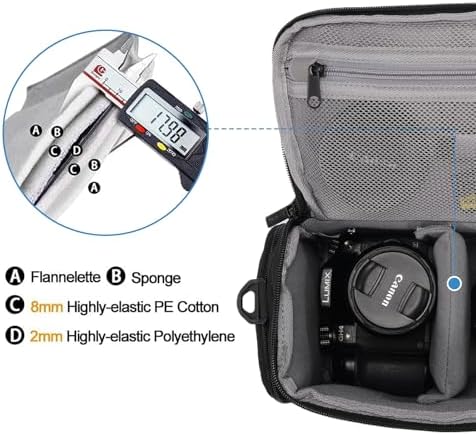 CADeN Camera Shoulder Crossbody Bag Case Compatible for Nikon, Canon, Sony SLR/DSLR Mirrorless Cameras and Lenses Waterproof(1.0 M, Black) - Image 4