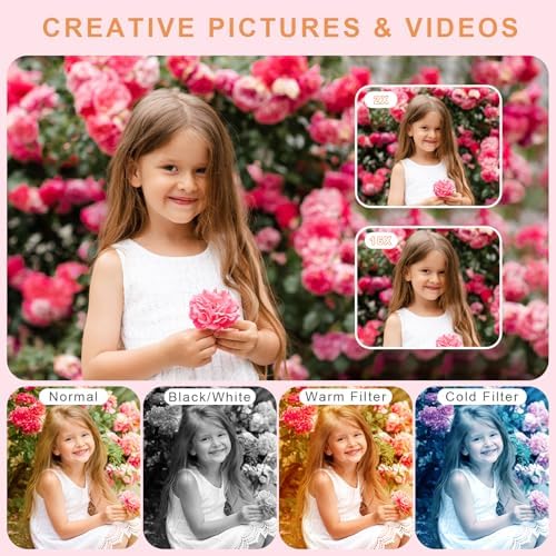 Digital Camera, Camera for Kids, UHD 4K 48MP Point and Shoot Digital Cameras with 64GB SD Card and 16X Digital Zoom Anti Shake, Compact Portable Small Gift for Boys Girls Students,White - Image 4