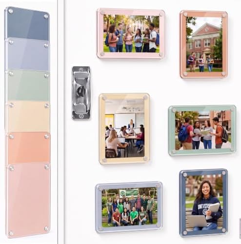 AceOrbit 12 Pack Boho Magnetic Picture Frames Acrylic Fridge Magnetic Frame Back to School Locker Decor 2.9x4.1in Double Sided for Refrigerator Dorm Office Bulletin Board Instant Photos by Unknown