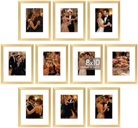 upsimples 8x10 Picture Frame, Photo Collage Wall Decor Set of 10, Gold by upsimples