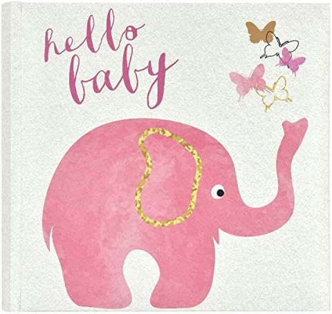 MCS Hello Baby Photo Album Holds 200 4x6 Photos with Memo Space, Clear Side-Loading Pockets – Scrapbook Style Memory Book for Baby Girls, Showers & Milestones – A Sweet Gift for New Parents by MCSIndustriesInc