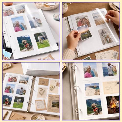 VOKOY 20 Sheets/40 Pages Photo Album Pages for 3 Ring Binder, Self Adhesive Scrapbooking Album Refill Pages Replacement Photo Album Sheets for 2x3 4x6 5x7 8x10 Photo or Cards, 11 x 9 Inch - Image 6