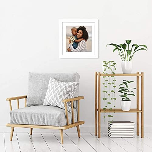 Americanflat 12x12 Picture Frame with Shatter-Resistant Glass - Use as 8x8 Frame with Mat or Display 12x12 Photo Without Mat - Signature Collection - Square Frames for Wall Display - White - Image 4