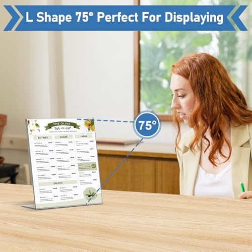 Acrylic Sign Holder 4x6 Inches, 16 Pack Clear Plastic Table Flyer Display Stand, L-Shape Vertical Menu Paper Holder Stand, Clear Picture Photo Flyer Display Stand for Restaurants, Store Fair,Office - Image 4