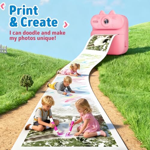 Kids Camera Instant Print: Gleeglee 1080P Camera for Kids, Pink Cat - Image 4