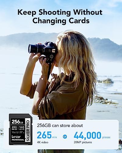 Lexar 256GB 2-Pack Silver PRO SD Card, 280MB/s Read, 4K, V60, U3, UHS-II - Image 2