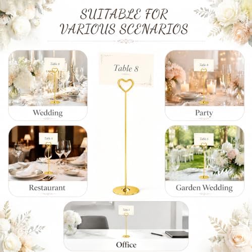 Urban Deco 16PK Gold Table Number Holders 12 Inch Place Card Holders Table Card Holders Steel Card Holders for Photos, Food Signs, Memo Notes, Weddings, Restaurants, Birthdays - Image 5
