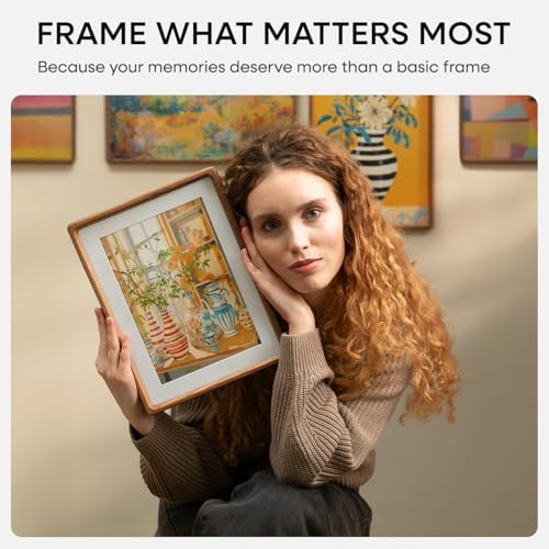 Homeforia 11x17 Mortise&Tenon Walnut Picture Frame, 8x12 Mat, Glass - Image 2
