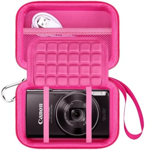 Lacdo Camera Carrying Case for Canon PowerShot ELPH 360/200/185/180/190/350, Sony Cyber-Shot DSC-W830/WX350/WX500/W810/W800 Digital Camera, Hard EVA Protective Camera Storage Trave Bag, Rose by Lacdo