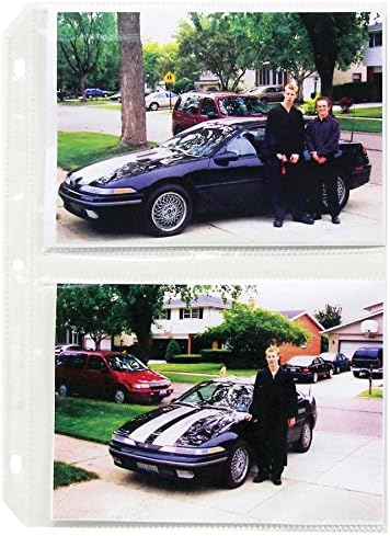 C-Line Clear Photo Pages for Four 5 x 7 Photos, 3-Hole Punched, 11.25 x 8.13, 50/Box by C-Line