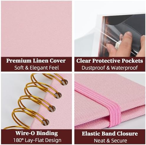 Linen Memory Book 8.5x11 in, Window Cover 10 Sleeves Pink - Image 6