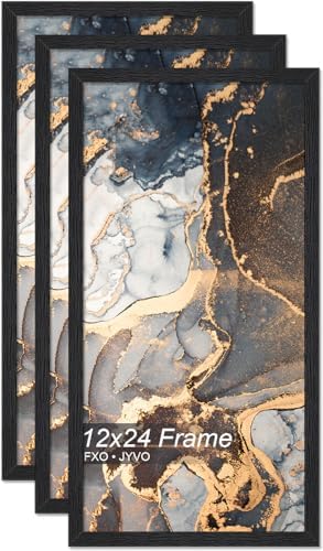 Fxojyvo 12x24 Picture Frame Set of 3 Black Engineered Wood Wall Hanging by Fxojyvo