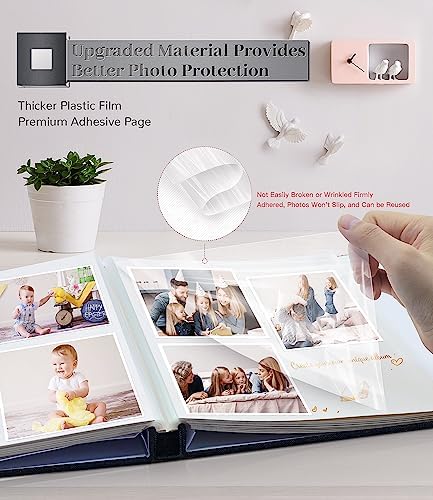 Artfeel Photo Album Self Adhesive Scrapbook Album for 3x5 4x6 5x7 8x10 Pictures,60 Pages Linen Cover with Display Window DIY Photo Book,Ideal Gifts for Family Travel Wedding Baby - Image 3