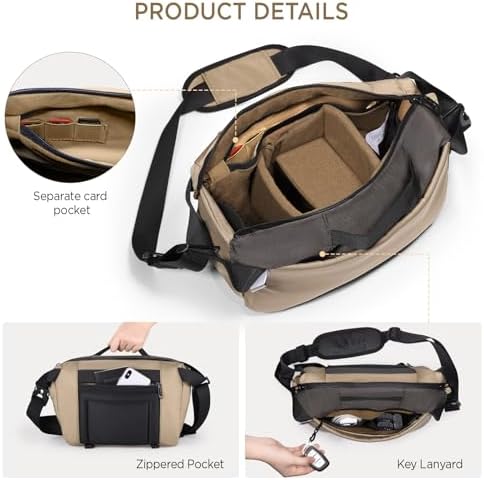 TAAOKA Camera Sling Bag, Waterproof Camera Case with Tripod Holder, DSLR/SLR/Mirrorless Cameras Shoulder Bag, Crossbody Camera Bags for Photography (Coffe) - Image 3
