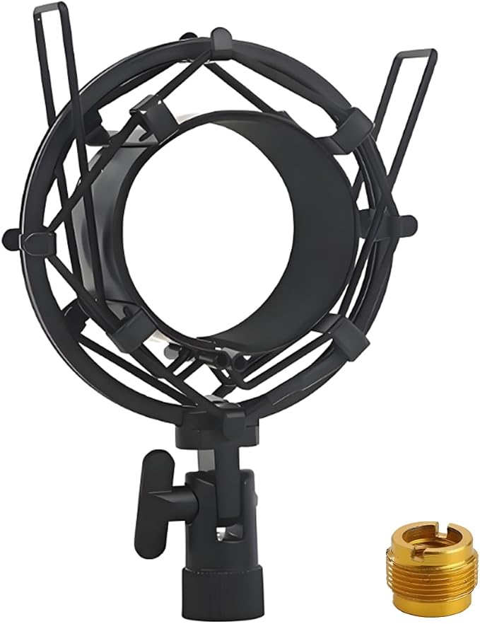 58-63mm Microphone Shock Mount Anti Vibration Mic Suspension Mount Aluminum Alloy Condenser Microphones Holder Clip with Metal Screw Adapter Isolation Absorber Studio by Unknown