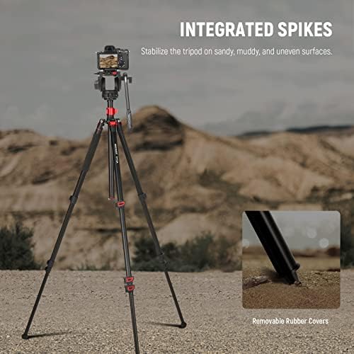 NEEWER 72" Fluid Head Video Tripod Monopod, Aluminum Alloy QR Plate Compatible with DJI RS Gimbal, 360° Pan & +90°/-70° Tilt for DSLR Camera Camcorder, Max Load 13.2lb/6kg, TP72A - Image 7