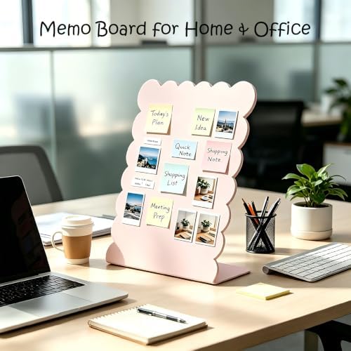 2 Pack Metal Pink Scalloped Magnet Display Board, 13" × 10" Anti-Slip Magnetic Bulletin Board Tabletop Memo Craft Photo Display Stand Small Business Supplies for Home Office Vendor Booth Events Store - Image 7