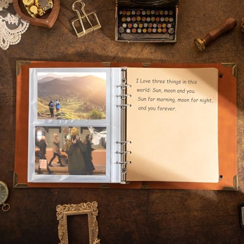 Leather Photo Album 4x6, Vintage Photos Albums with 30 Writing Paper Photo Book for Family Travel Wedding Graduation Anniversary Baby Vacation (Brown) - Image 5