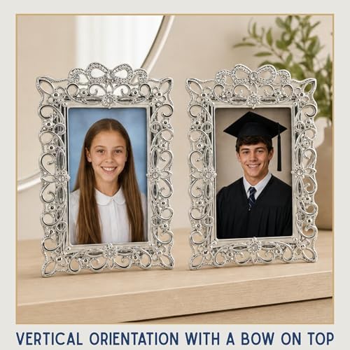 2x3 Mini Picture Frame: Silver Scrollwork + Clear Rhinestones - Image 3