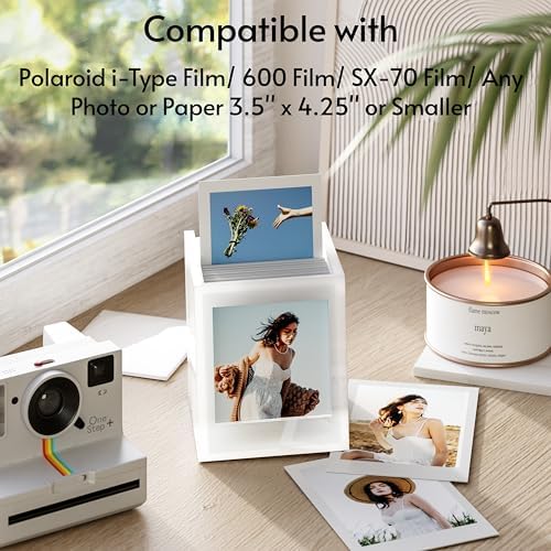 WINKINE Acrylic Polaroid Photo Frame & Film Storage Box for Polaroid i-Type/600/SX-70 Films, Instax Frame 4.2’’x3.5’’ with Sliding Lid, Wedding Guest Book Alternative, White, 2 Pack - Image 4
