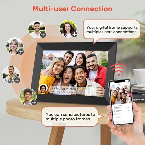BIGASUO Digital Picture Frame, 10.1" Frameo Digital Frame WiFi with 32GB Memory, 1280x800 IPS Touch Screen, Send Photos/Videos from Your Phone Anywhere, Photo Gifts for Parents and Grandparents 2 Pack - Image 6